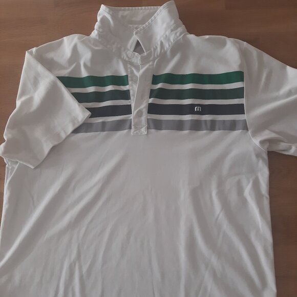 Travis Mathew Golf Shirt - Green and Gray Stripes - Men's XL - Picture 1 of 9